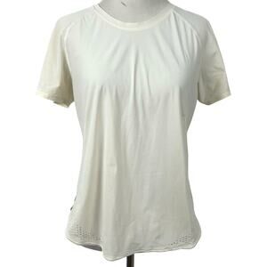 Lululemon Women Short Sleeve T-shirt Athletic Athleisure Cream Running Size 4